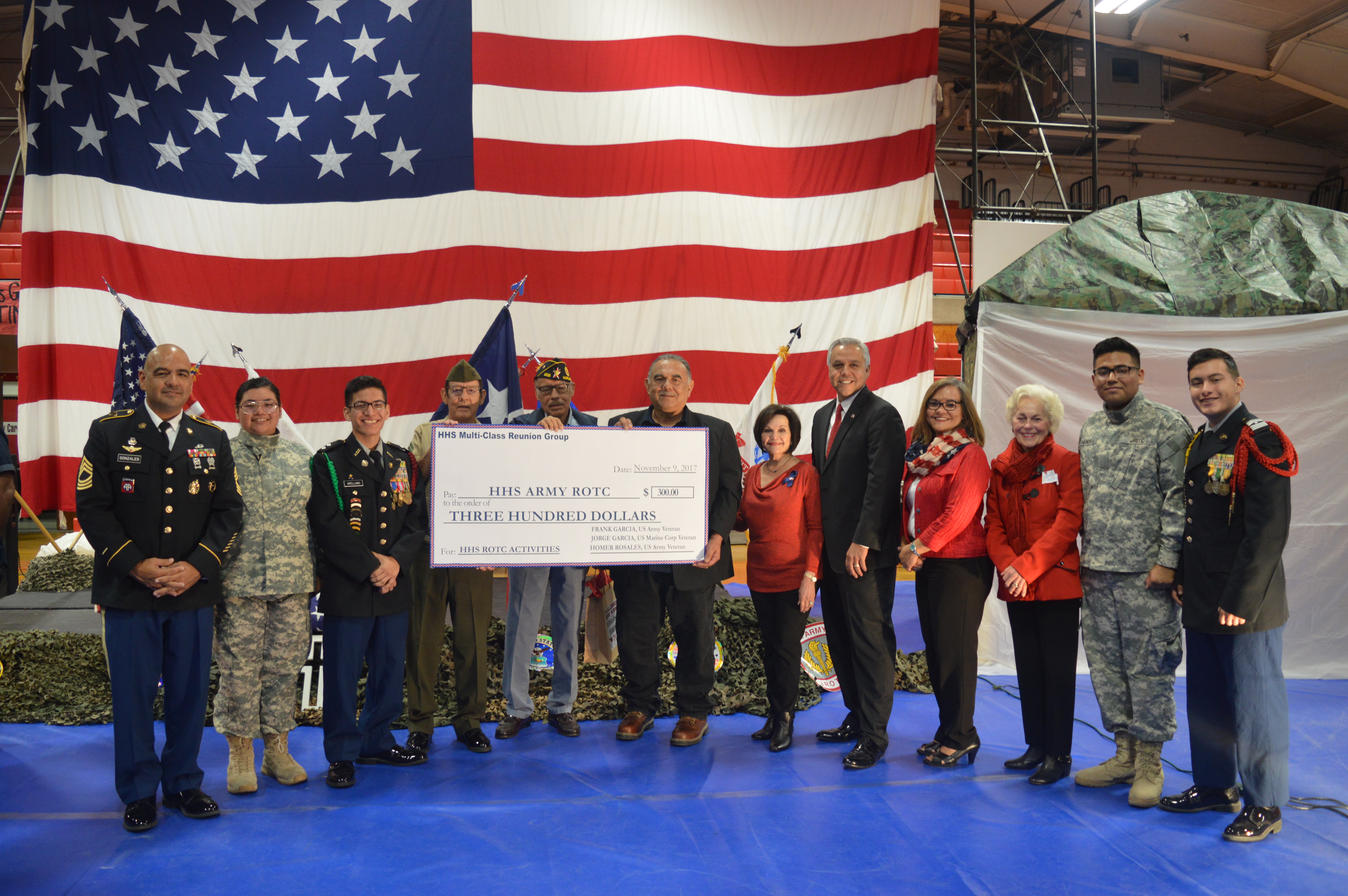 Veterans present donation to HHS JROTC