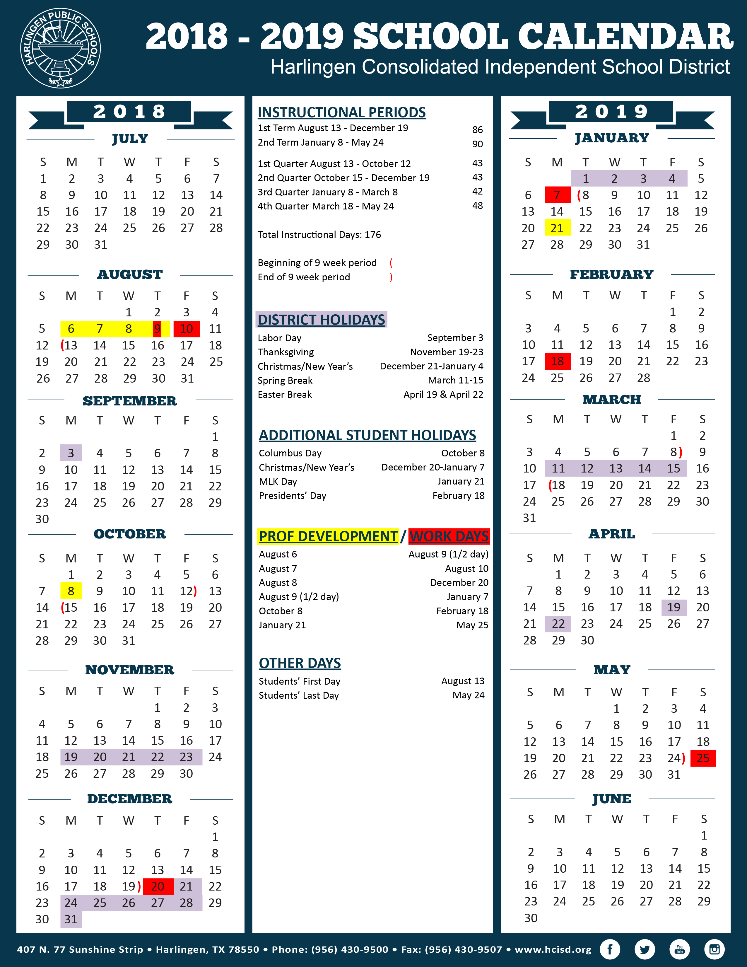 HCISD adopts calendar for 2018-2019 school year