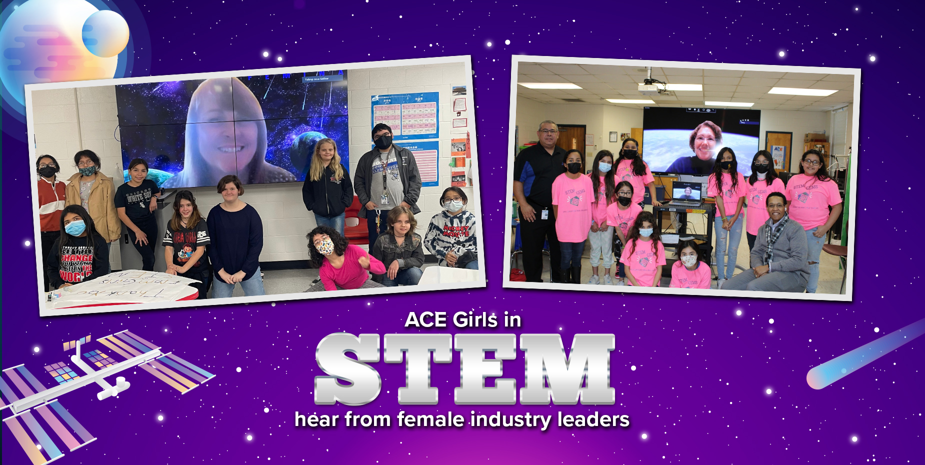 Las jóvenes de ACE Girls in STEM escuchan a mujeres líderes industriales.